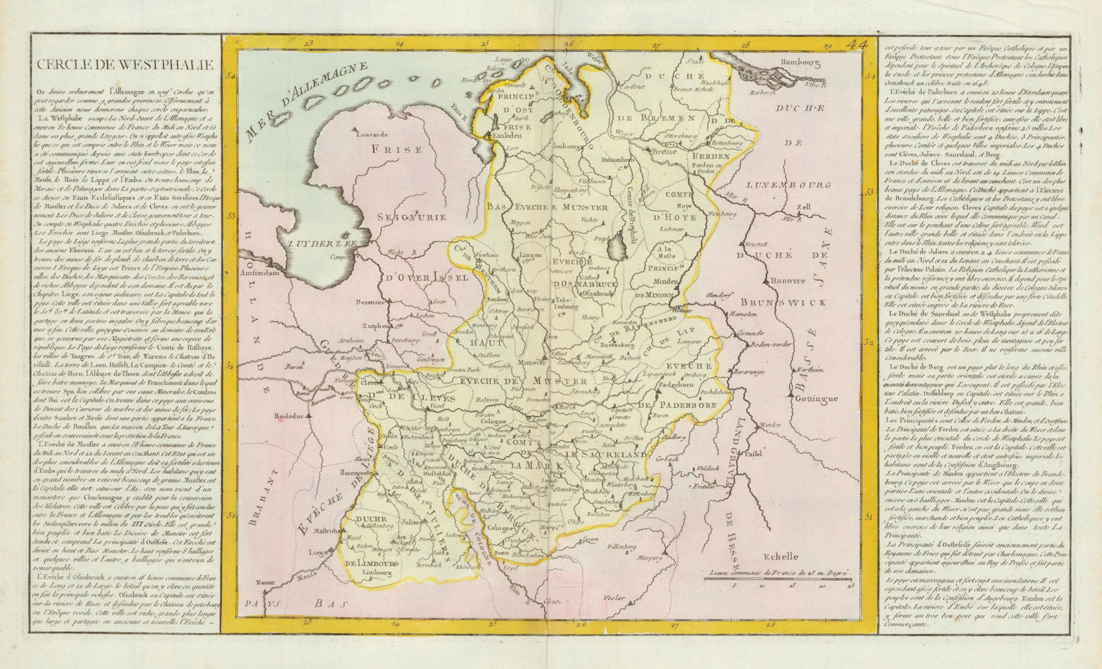 'Cercle de Westphalie' by J-B.L. Clouet. Westphalia Westfalia 1787 old map